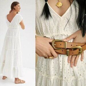NWT Anthropologie Tiered Eyelet Maxi Dress Size S